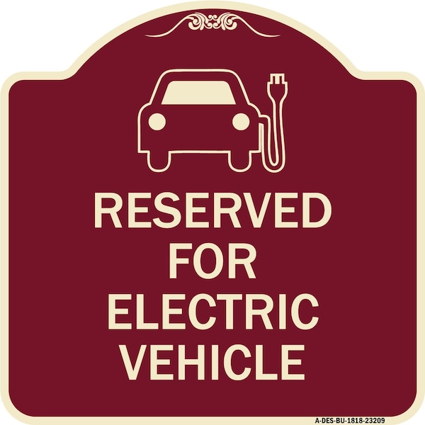 Signmission Reserved for Electric Vehicle W/ Graphic Heavy-Gauge Aluminum Sign, 18" x 18", BU-1818-23209 A-DES-BU-1818-23209 - main